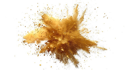 Abstract Gold Golden Color Holi Paint Powder Festival Explosion Burst on Transparent Background PNG - Paint Isolated Splash Explode Smoke Dust Spray Cloud Gas Ink Blooming Smog Splatter Fume
