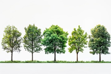 Fototapeta premium Set beautiful trees isolated on white background