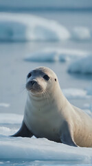 Fototapeta premium a seal that is laying on the snow