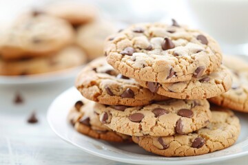 Stack of homemade chocolate chip cookies
