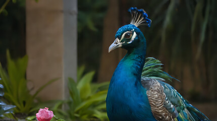 peacock with feathers