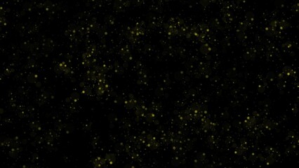 gold neon glowing colored infinite seamless falling starry snowflakes pattern wallpaper on black background. 4k full hd abstract wallpaper backdrop on an a deep dark midnight black background