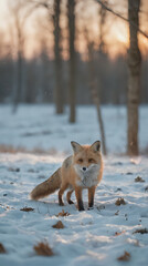 Fototapeta premium a fox that is walking in the snow