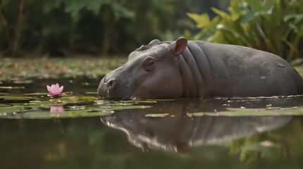 Fototapeta premium hippopotamus in water