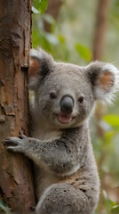 Obraz premium a koala that is sitting on a tree