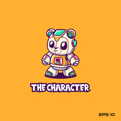 cyborg robot bear, character, vector, illustration, eps 10, mascot, logo