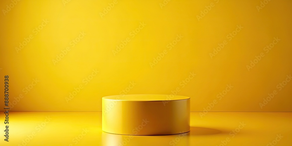 Wall mural Minimalistic bright yellow pedestal for showcasing products , yellow, podium, pedestal, display, minimalist, bright, stand