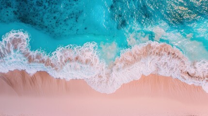 Sea and beach. Top view. Amazing nature background. Beautiful white sand beach surrounded by crystal clear waters.