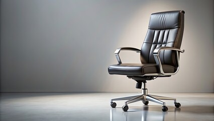 A modern black leather office chair in a stylish design, office, contemporary, furniture, comfort, ergonomic, workspace, work