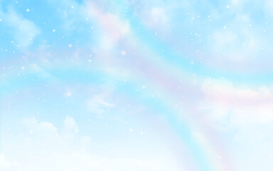 Abstract blue sky rainbow effect image.