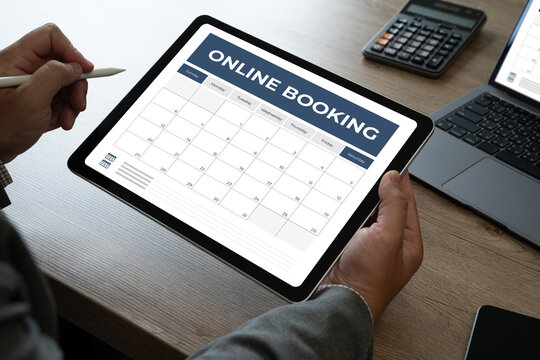 Booking Meeting Appointment Computer Online On digital tablet at office book appointment