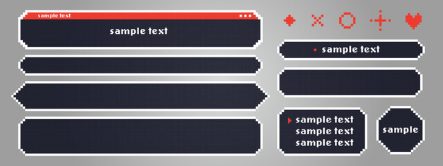 レトロなビデオゲーム風のドット絵テロップベースセット