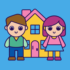 A Couple New House Vector Art Illustration