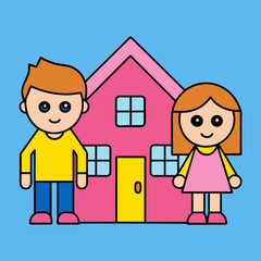 A Couple New House Vector Art Illustration