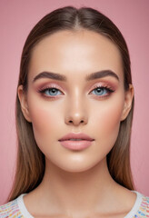Fototapeta premium A professional makeup artist doing a bridal makeup tutorial with an elegant 