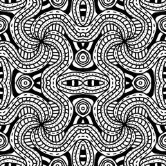 Ikat seamless pattern. Border with snowflakes. Openwork lace. background tie dye shibori print with stripes and chevron. Ink textured japanese background. Bohemian fashion.	

