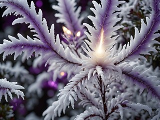 Mesmerizing blend of purple and white in this forest, with a peaceful stream and dramatic lightning
