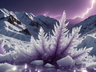 Mesmerizing blend of purple and white in this forest, with a peaceful stream and dramatic lightning