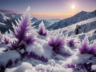 Mesmerizing blend of purple and white in this forest, with a peaceful stream and dramatic lightning