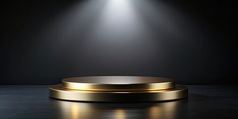 Golden and black podium presentation mockup for product photography , elegant, luxurious, showcase, display, pedestal