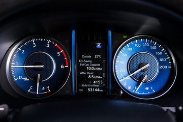 car​ instrument panel, car​ speed motor of​ night, car​ dashboard​ modern​ automobile...