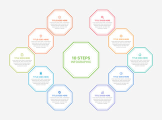 Octagonal Round Infographic Design Template with 10 Options
