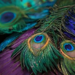 Naklejka premium peacock feather close up