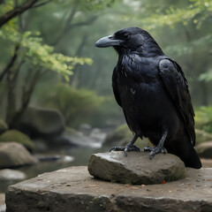 Naklejka premium crow on the ground