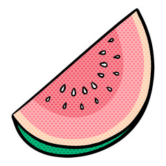 Fruit slice hand drawn watermelon or melon halftone color vector illustration