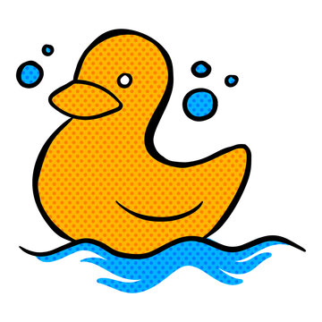 recommend clip art: Hand drawn rubber duck bath toy halftone color vector illustration