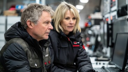 Fototapeta premium Happy Young Adults and Senior Mentors Collaborating in Technology and Coding Projects