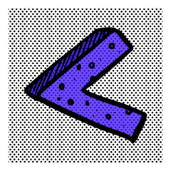 Math symbol less than hand drawn halftone color vector illustration
