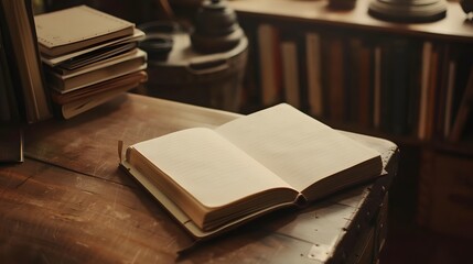 Notebook: A stylish notebook with no label on a work desk.
