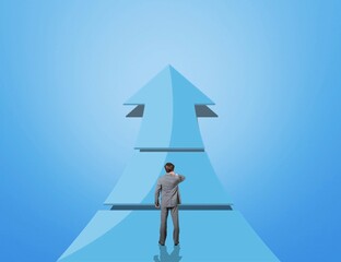 Obraz premium Path to Success, person Walking on Arrow