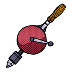 hand drill icon hand drawn halftone color vector illustration