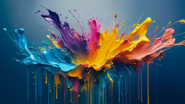 Pintura de colores salpicando para los lados y abajo