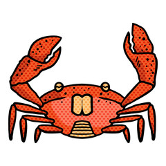 crab icon hand drawn halftone color vector illustration