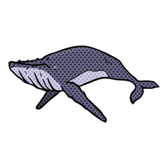 whale icon hand drawn halftone color vector illustration