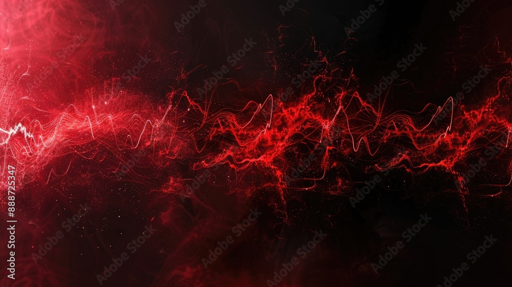 Canvas Prints glowing red energy waves with particles flowing through space