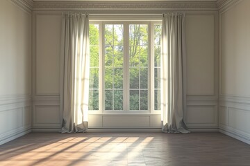 Fototapeta premium Room with window and curtains