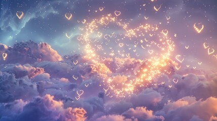 Fototapeta premium Heart-Shaped Glow in the Clouds