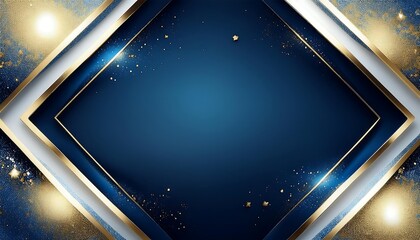 Obraz premium An elegant abstract background of dark blue with sparkling white and gold forming waves that stack together.