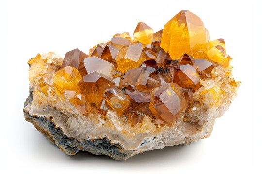 Unpolished citrine crystal sample from a geological collection isolated on white background