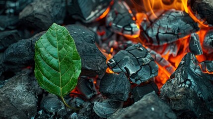 Green Leaf Amidst Burning Embers