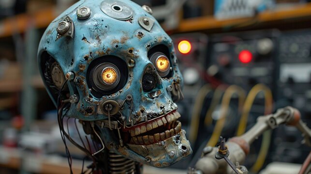 48. Halloween Day: Professional Halloween animatronics workshop, half-built creatures, control panels