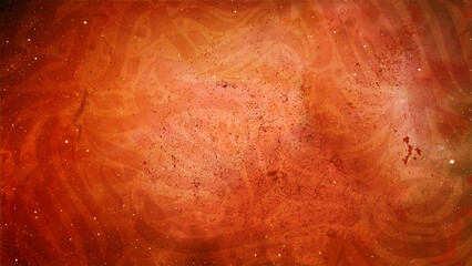 Fototapeta premium Arabic calligraphy wallpaper on a wall with a orange background and old paper interlacing. Translate 