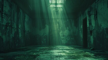 Obraz premium 26. Halloween Day: Abandoned space station, flickering emergency lights, alien shadows