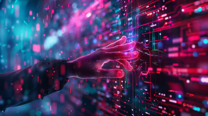 Obraz premium The overall mood should be futuristic and dynamic, highlighting the transformative power of digital business in shaping the modern world. 