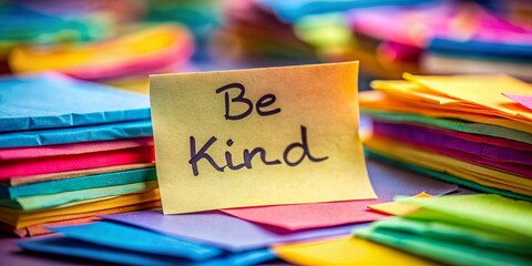 Colorful Paper Notes with Be Kind Message, note paper,  paper note,  post it note,  positive message