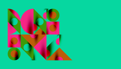 Colorful triangles circles square geometric design. Abstract background for wallpaper, banner, backdrop, card, book Illustration, landing page